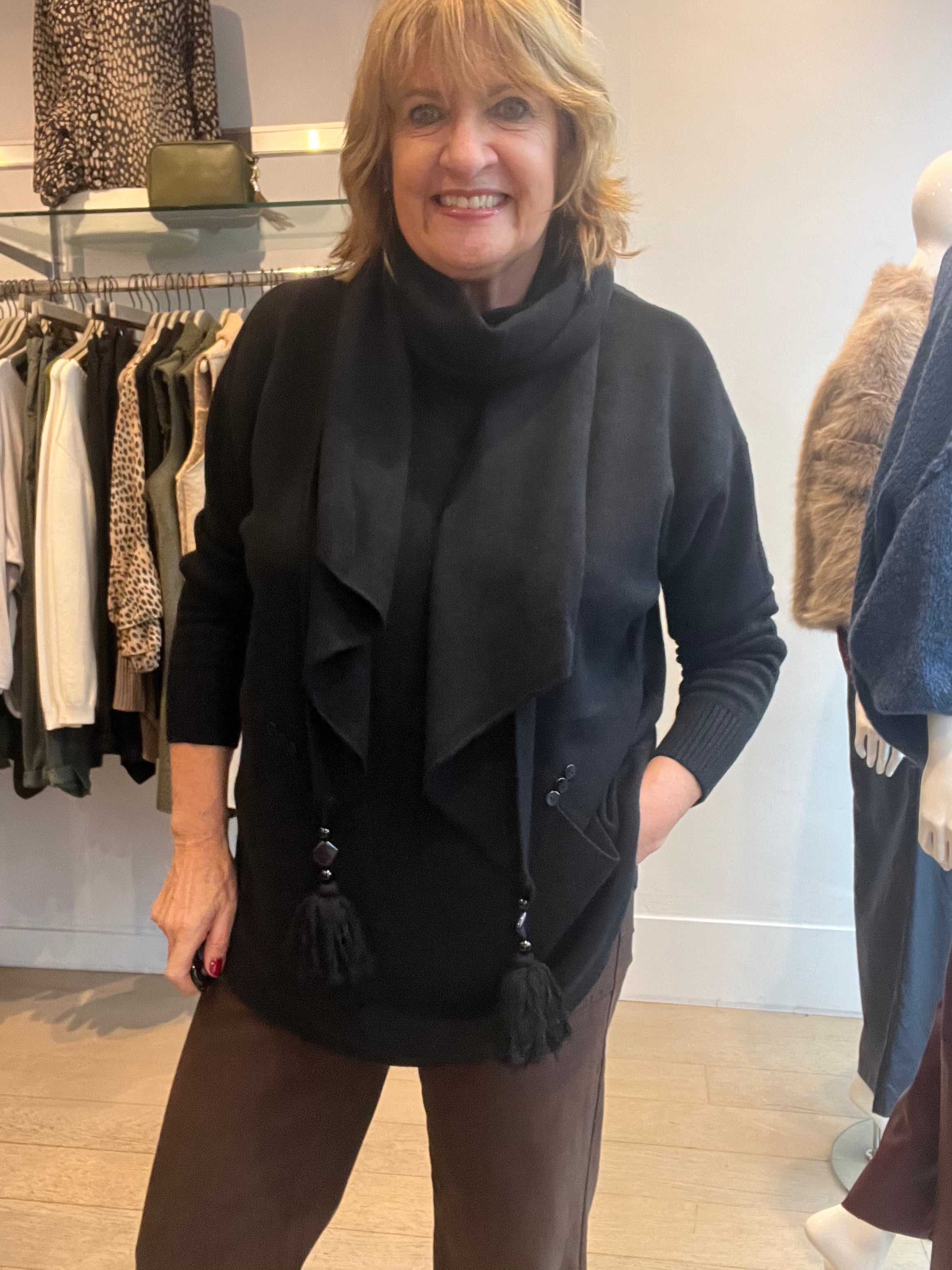 Suzie Knit with Pockets and Scarf