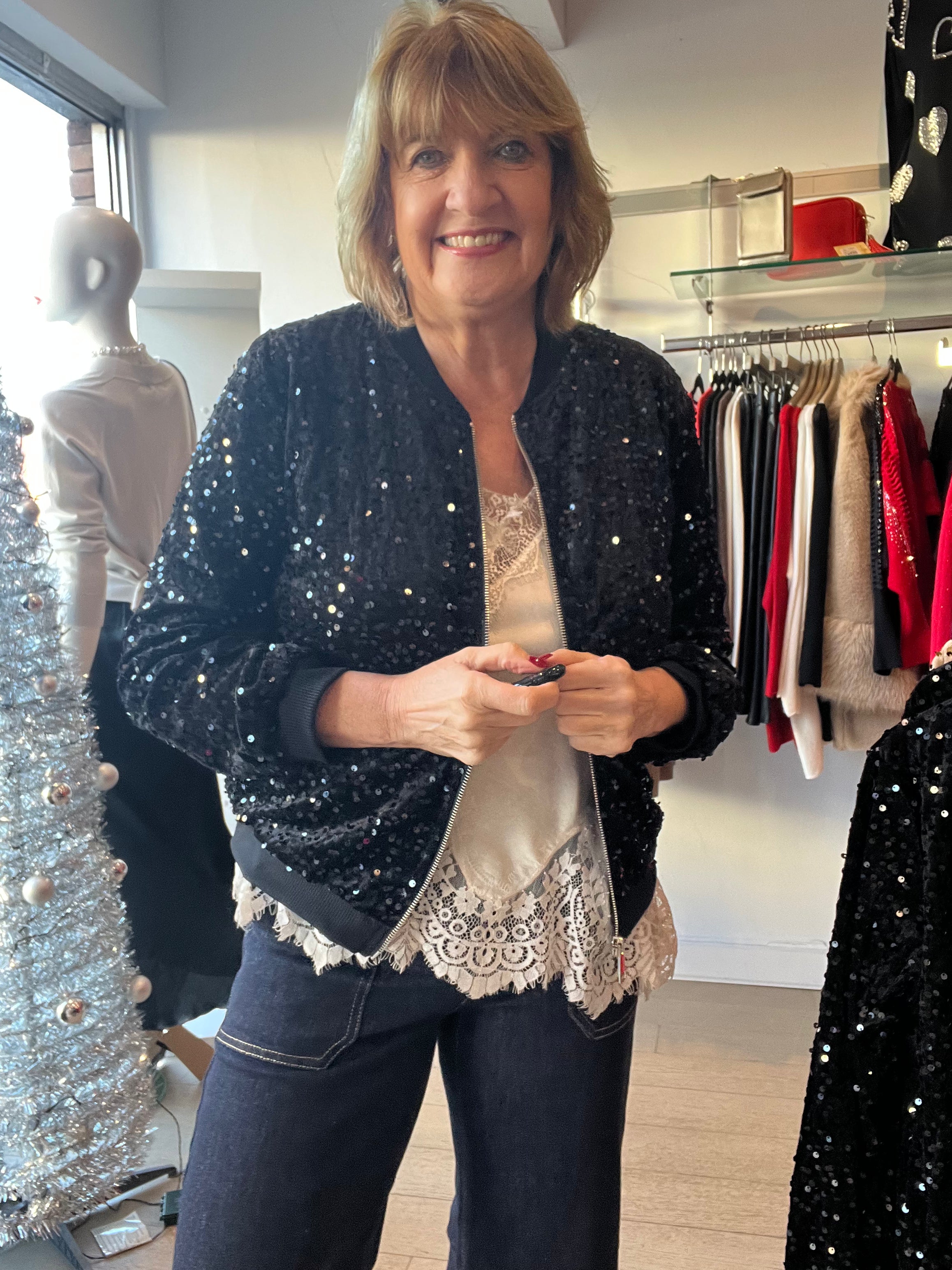 Sequin Bomber Jacket