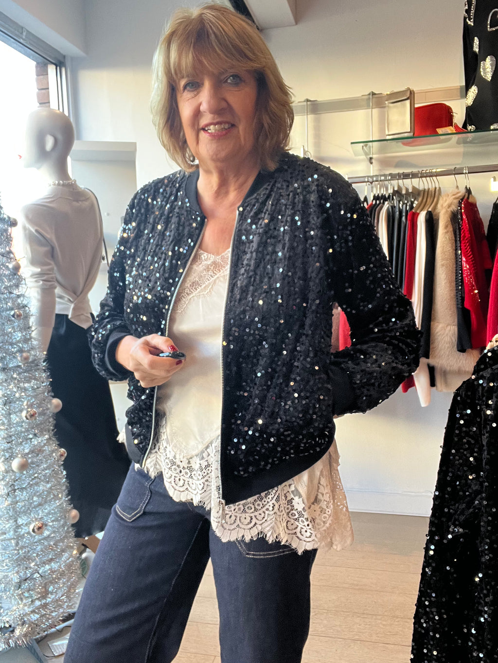 Sequin Bomber Jacket