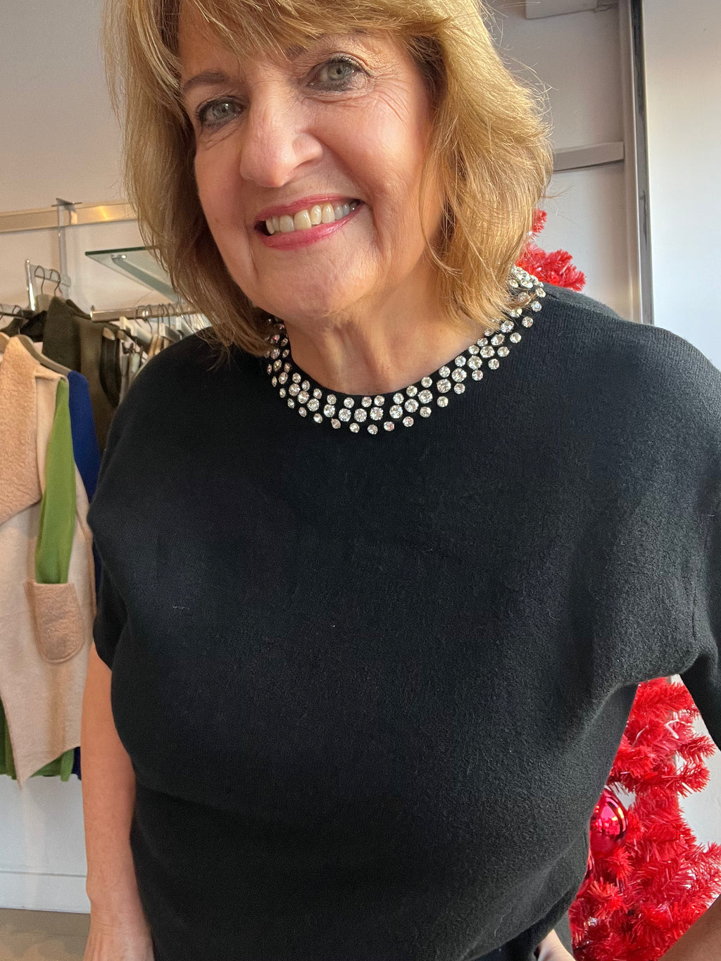 Dani Diamanté Trim Knit Top