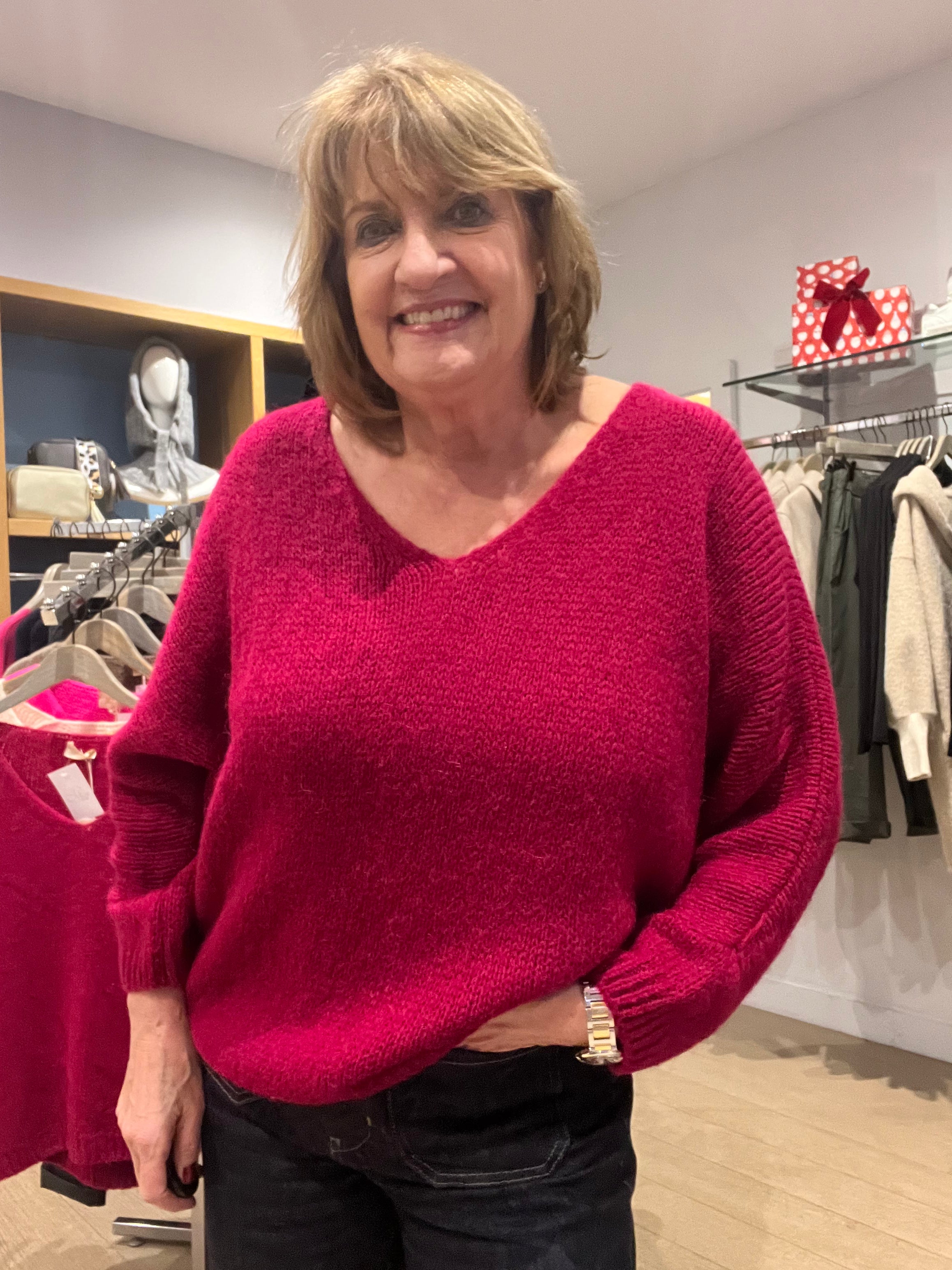 Phoebe Fluffy V Neck Knit