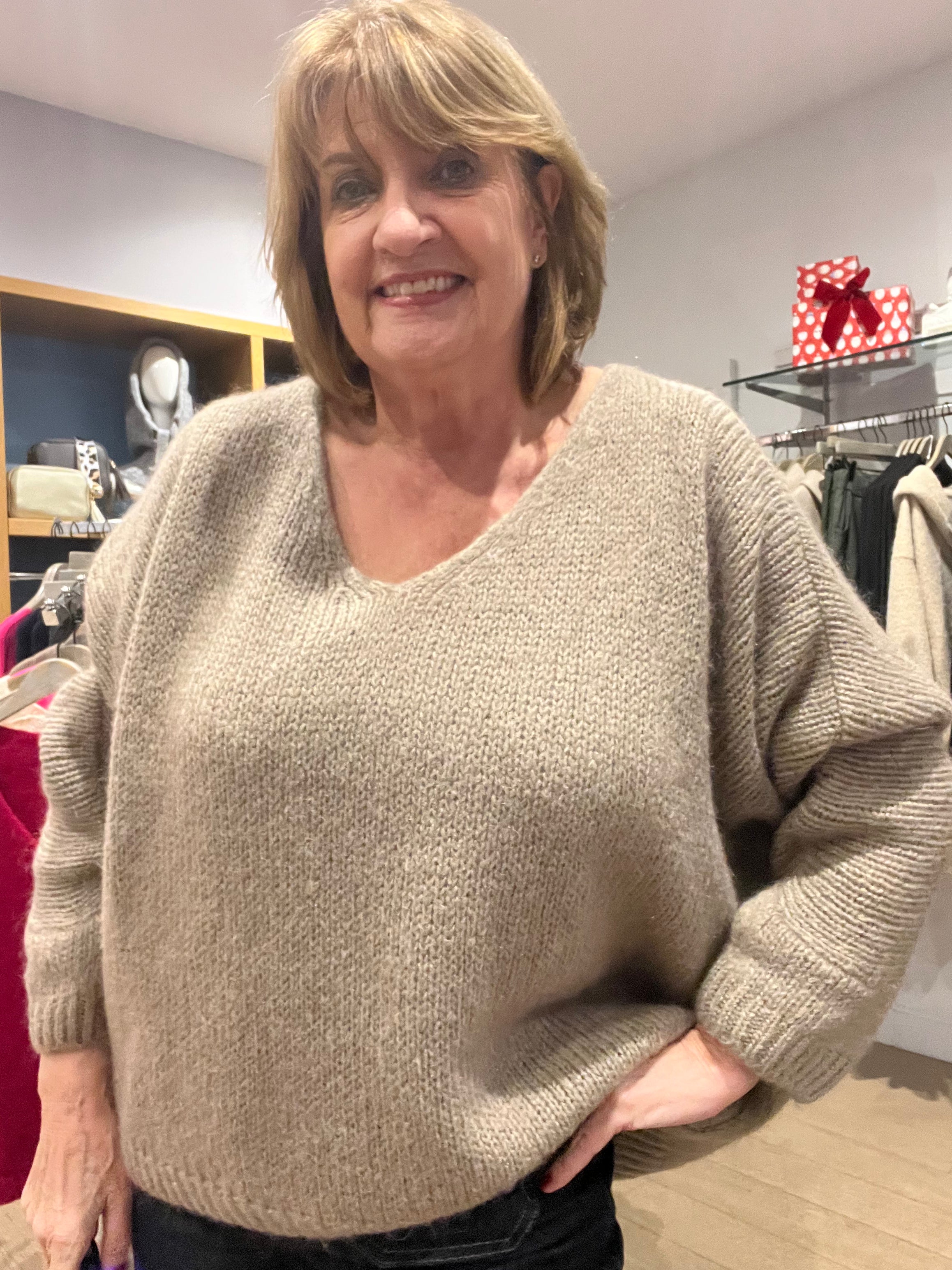 Phoebe Fluffy V Neck Knit