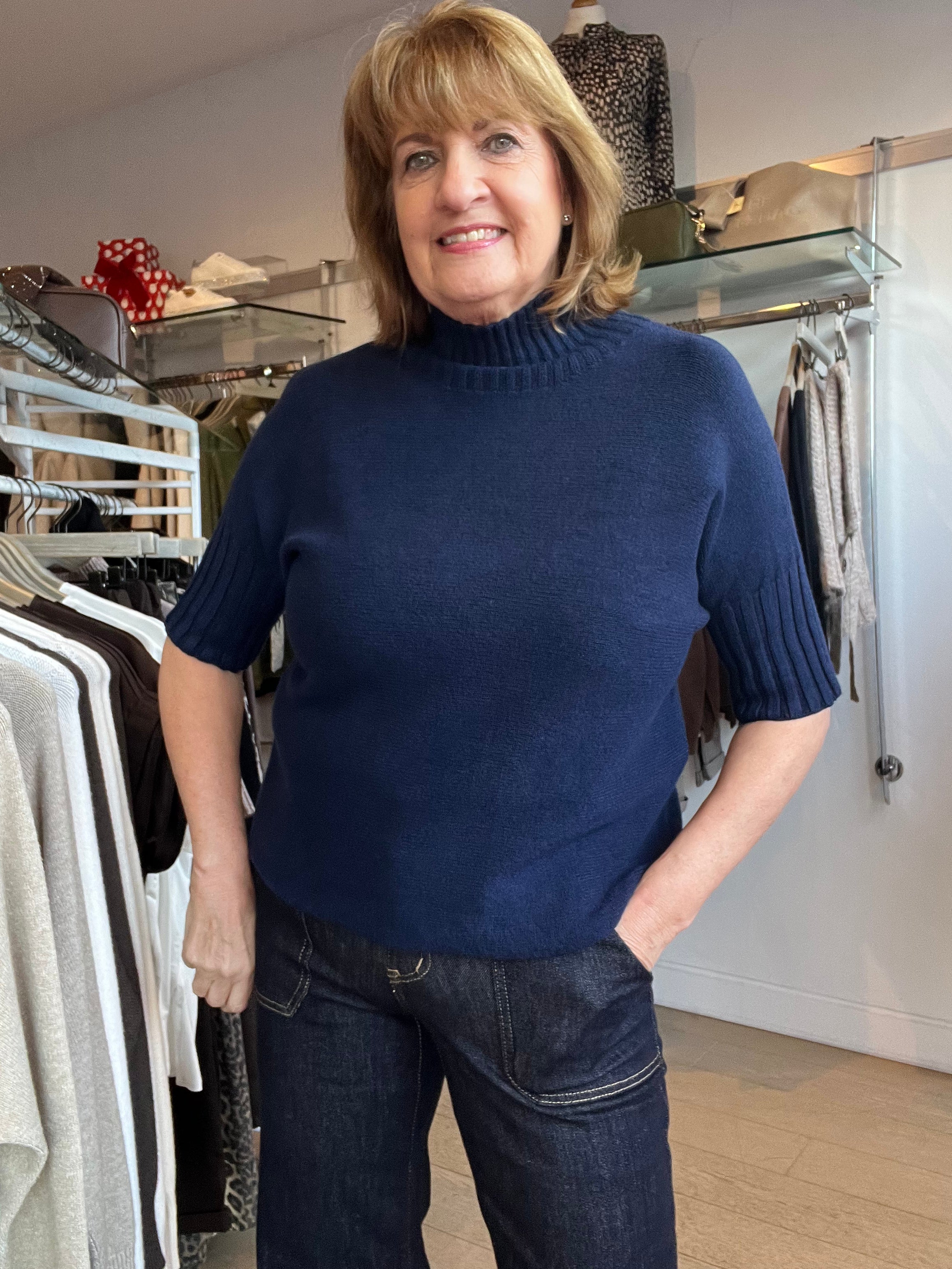 Davina Rib Neck and Sleeve Knit Top