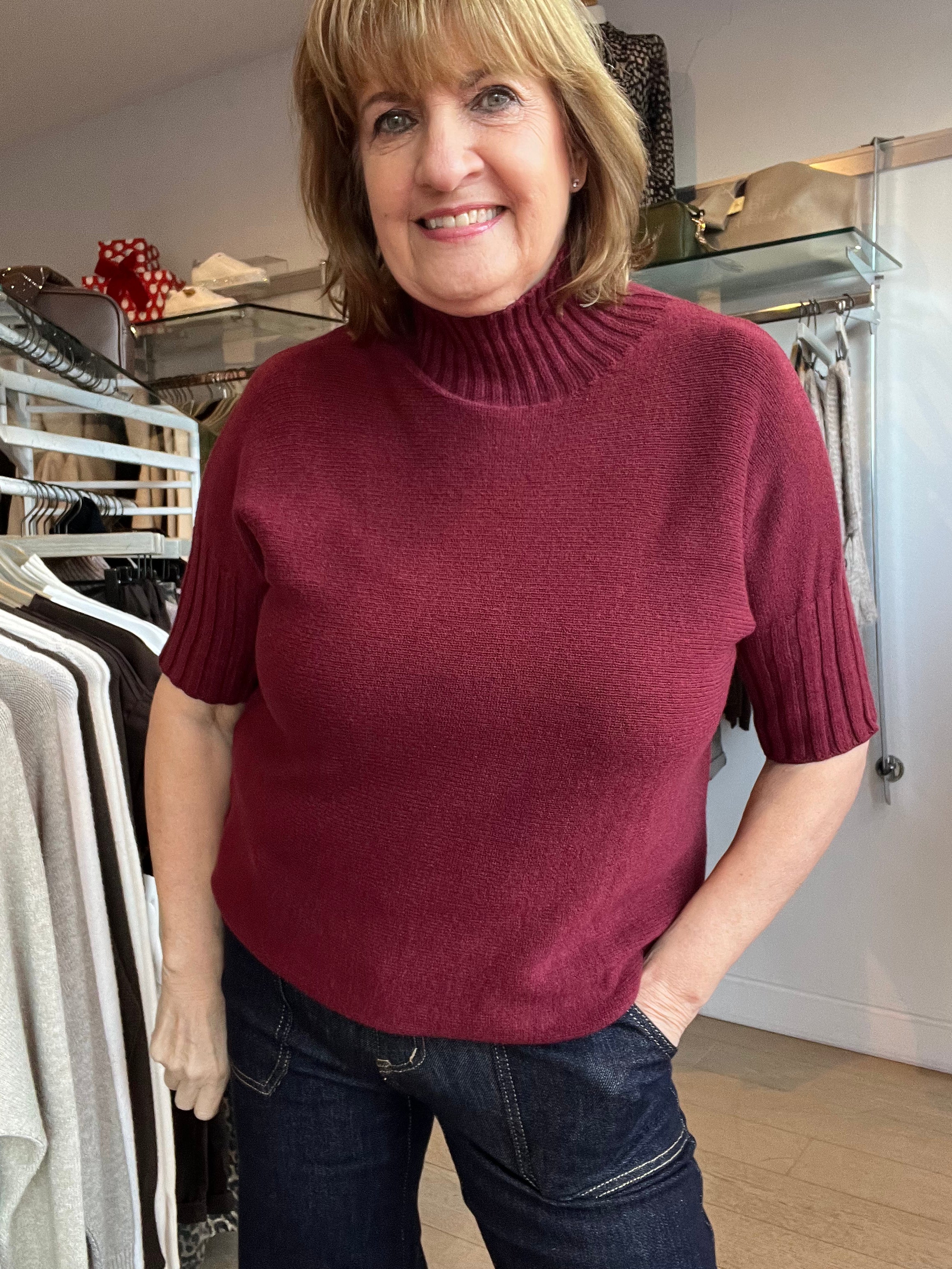 Davina Rib Neck and Sleeve Knit Top