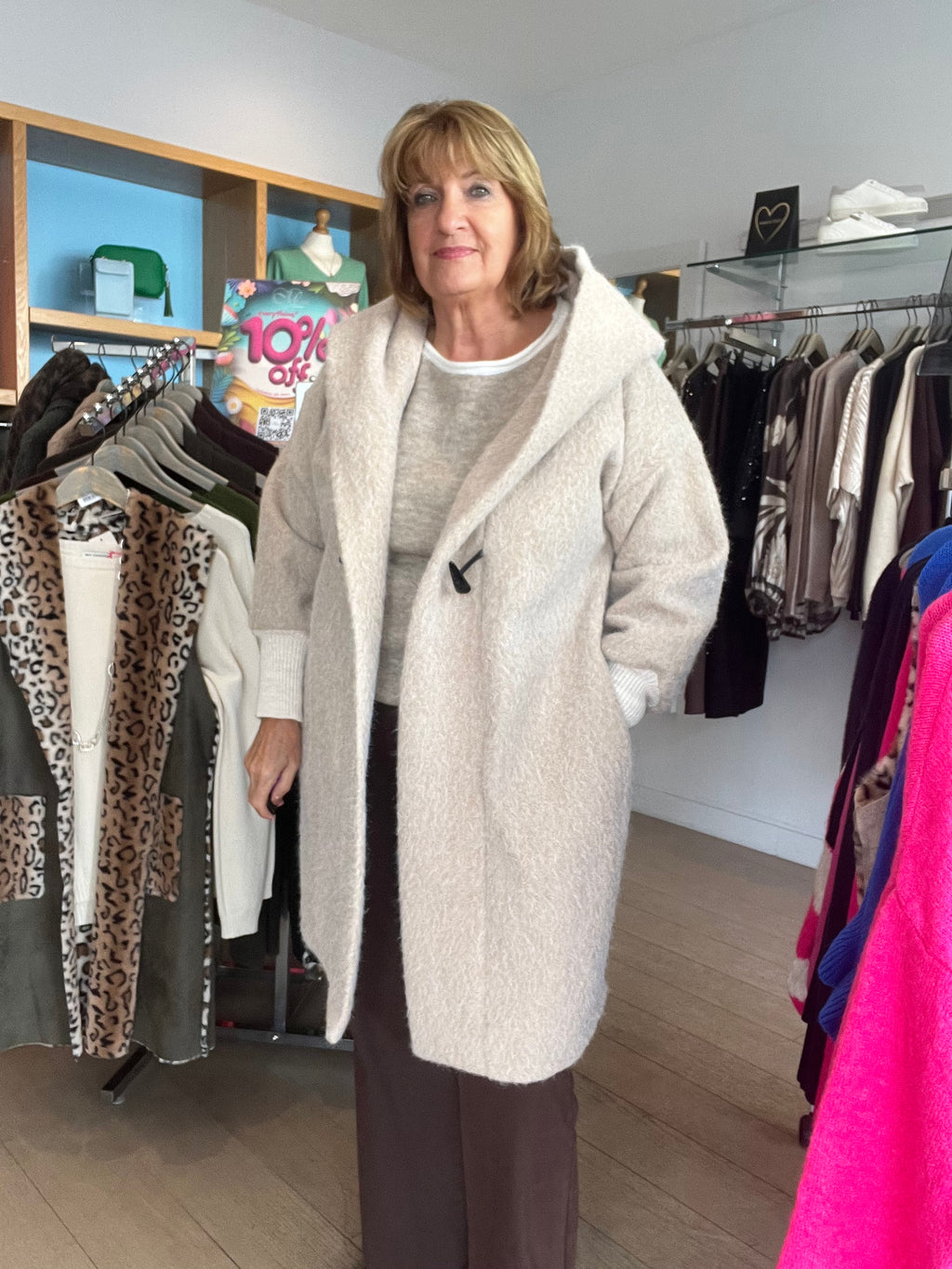 Helena Casual Jacket with Hood and Toggle Fastening