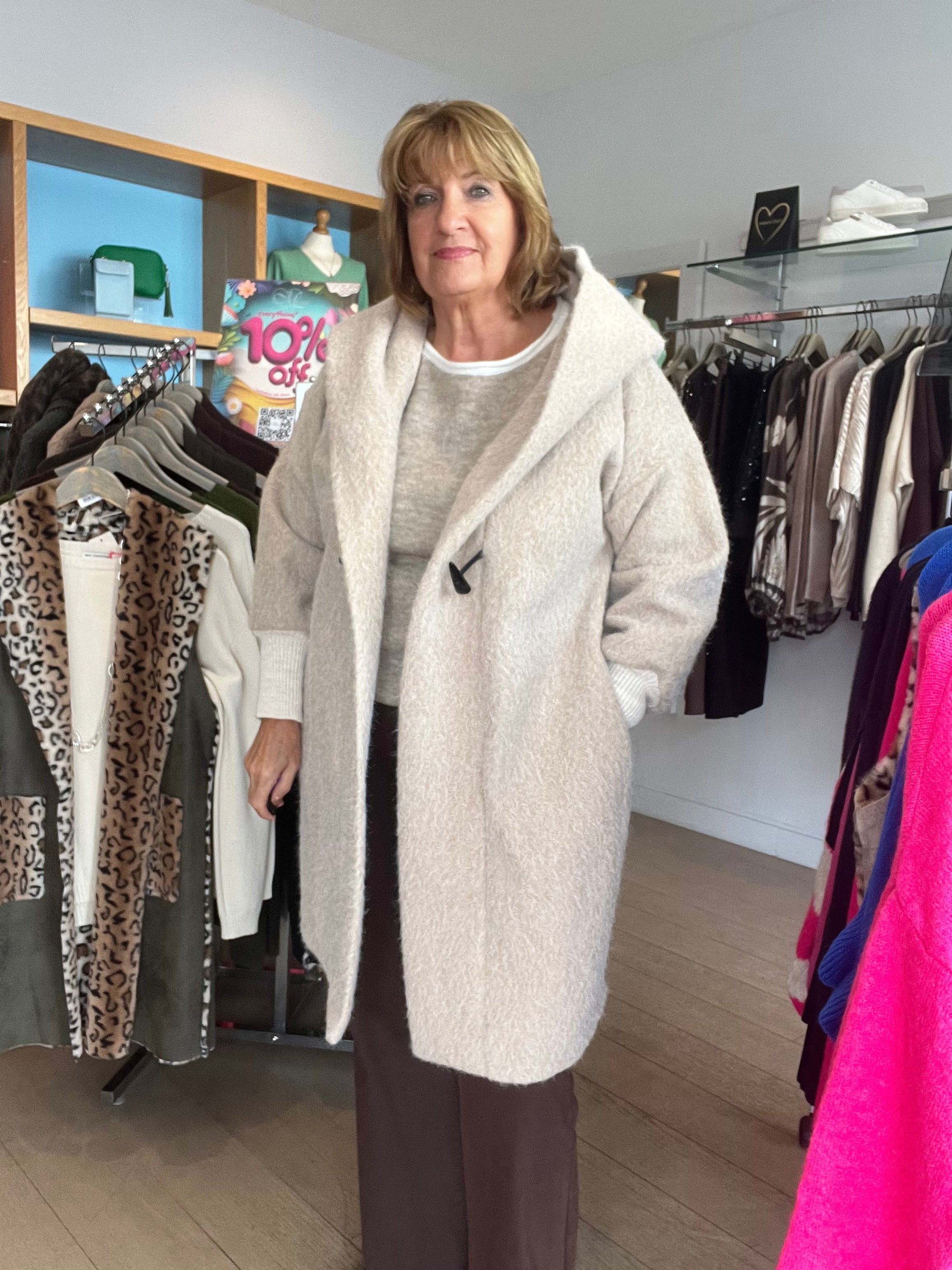 Helena Casual Jacket with Hood and Toggle Fastening