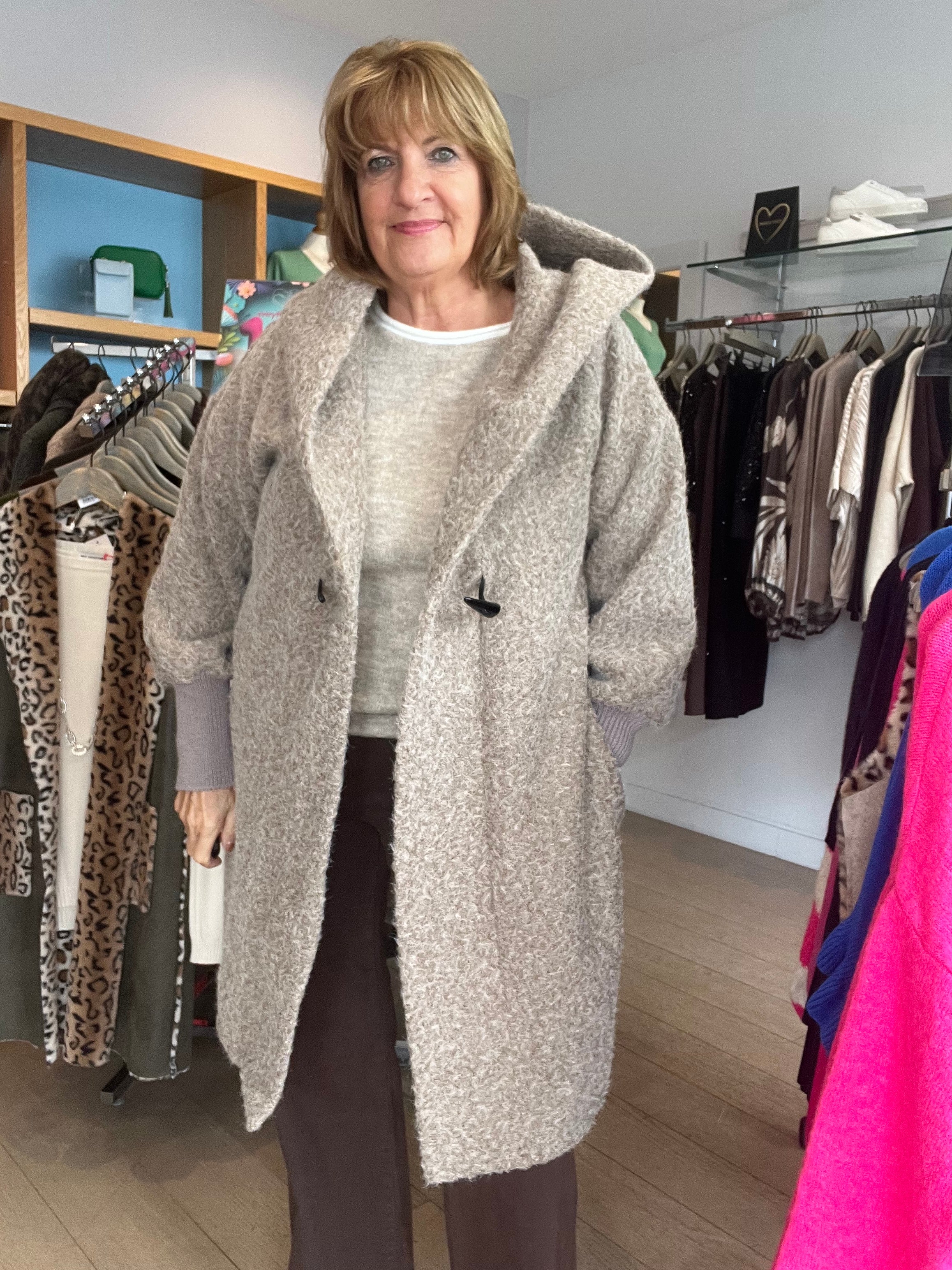 Helena Casual Jacket with Hood and Toggle Fastening