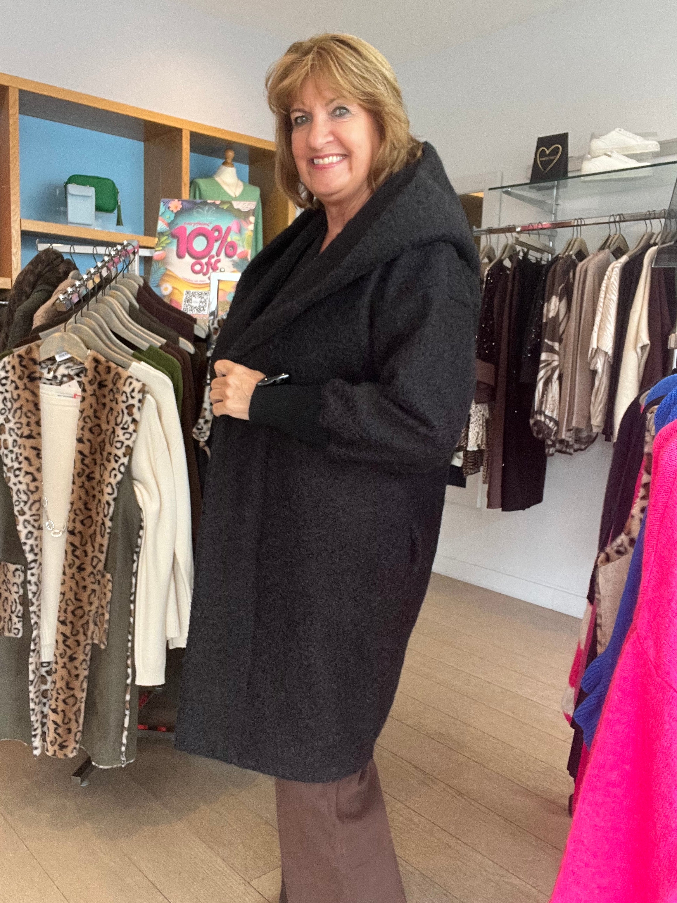 Helena Casual Jacket with Hood and Toggle Fastening