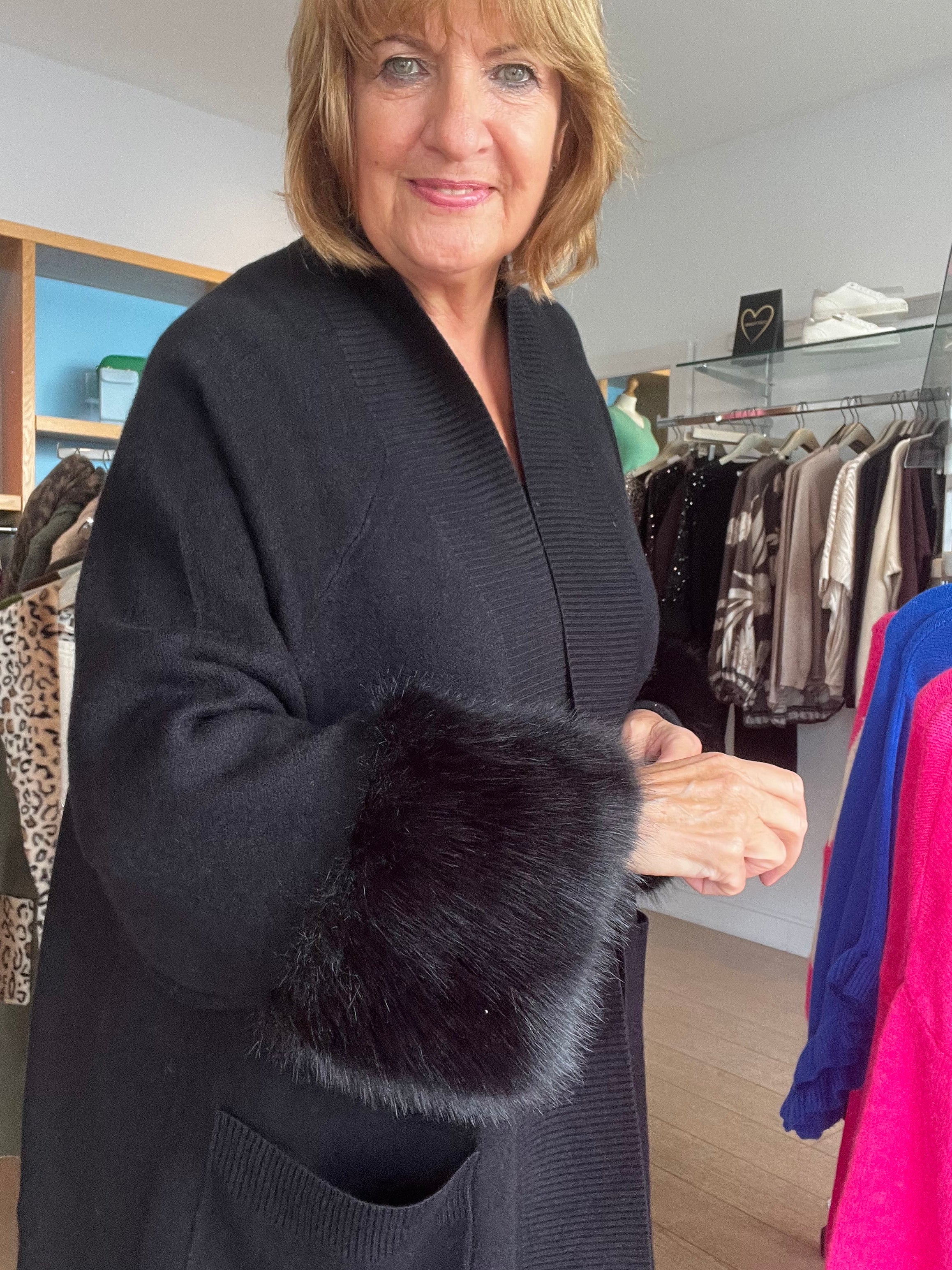 Raynor Faux Fur Sleeve knit Cardy