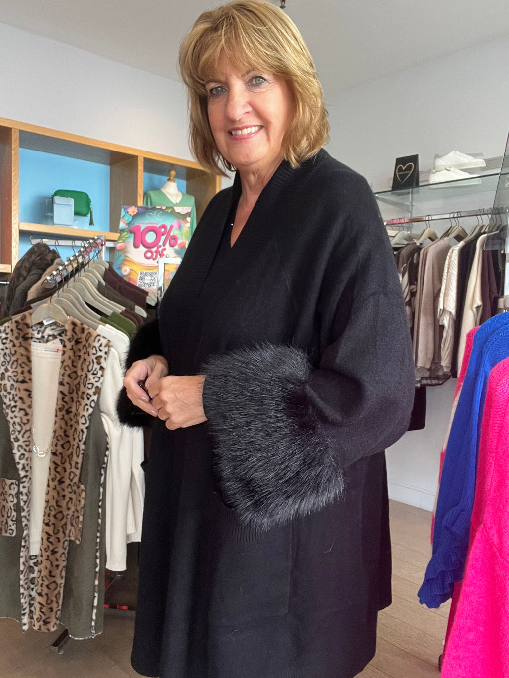 Raynor Faux Fur Sleeve knit Cardy