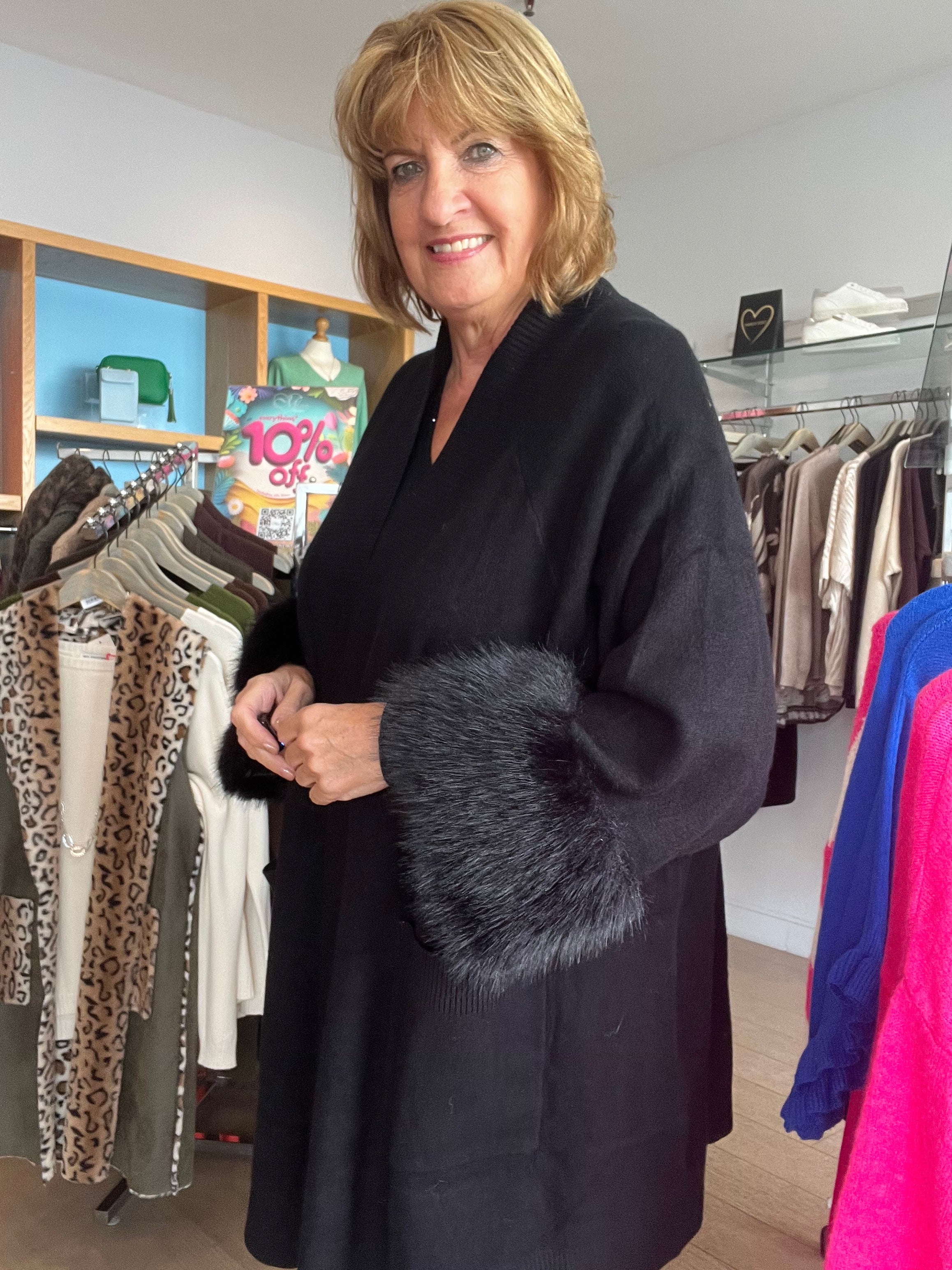 Raynor Faux Fur Sleeve knit Cardy