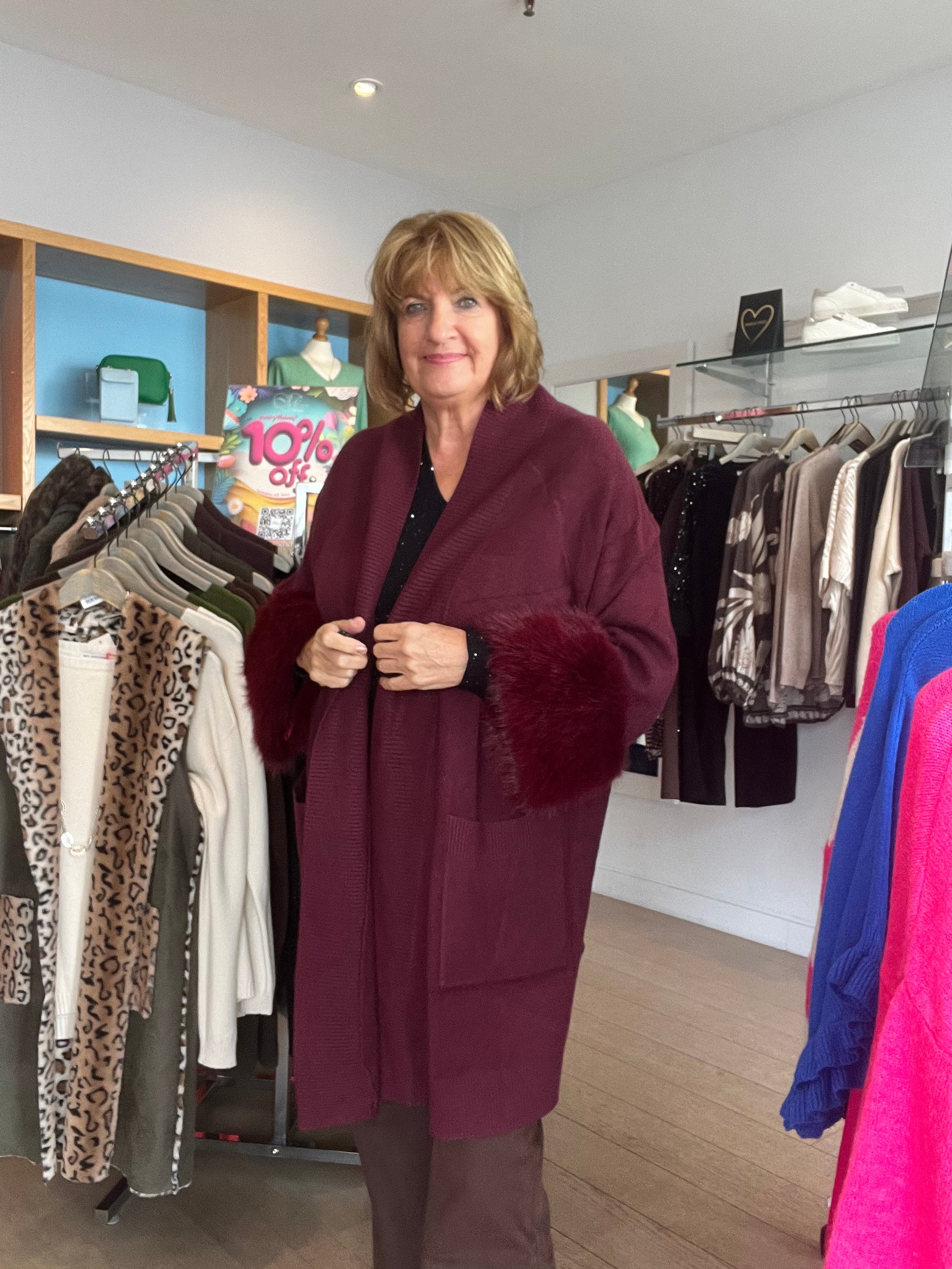 Raynor Faux Fur Sleeve knit Cardy