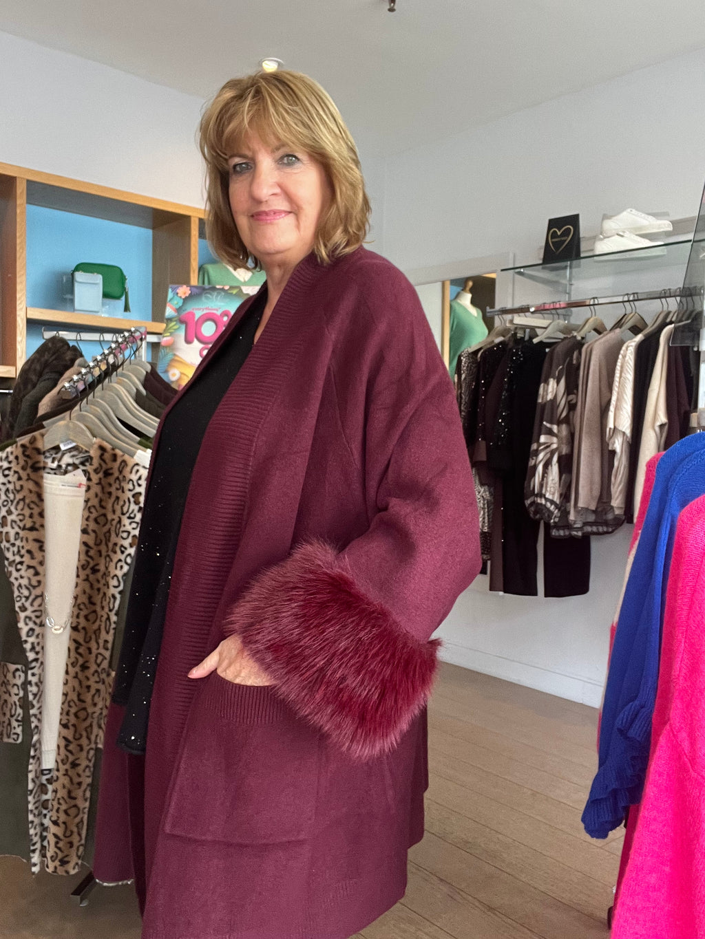 Raynor Faux Fur Sleeve knit Cardy