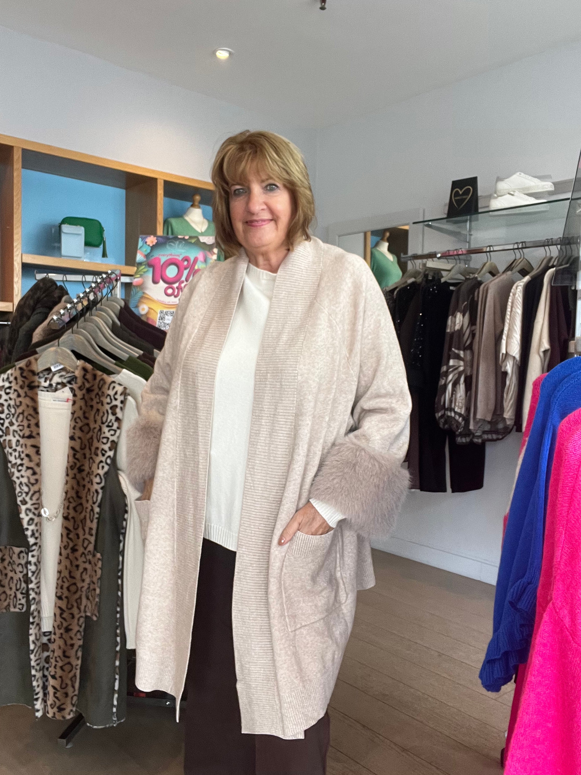 Raynor Faux Fur Sleeve knit Cardy