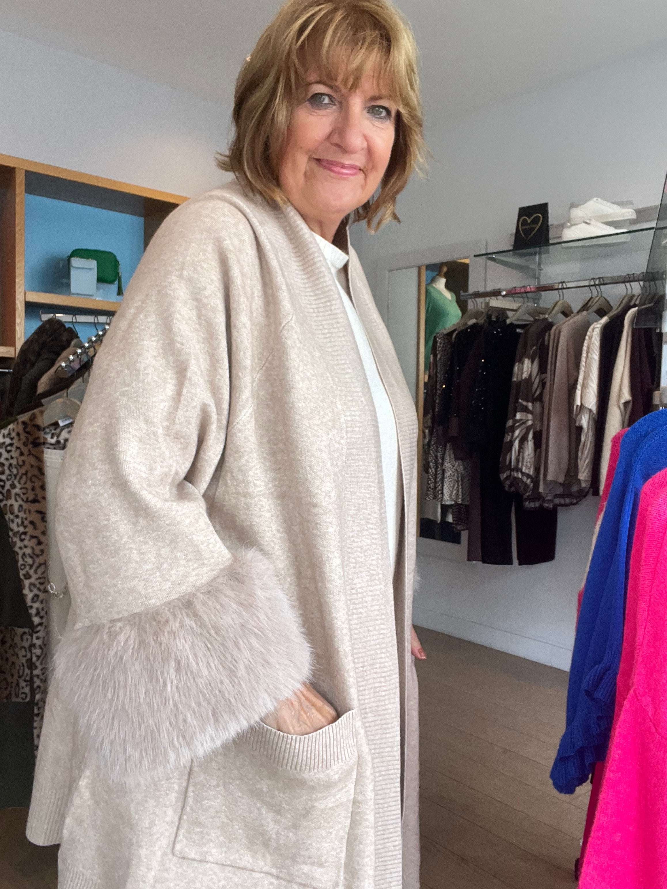 Raynor Faux Fur Sleeve knit Cardy