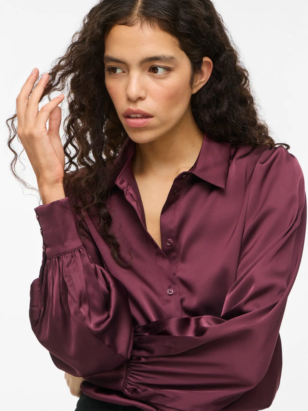 Vila Ravenna Satin Balloon Sleeve Shirt
