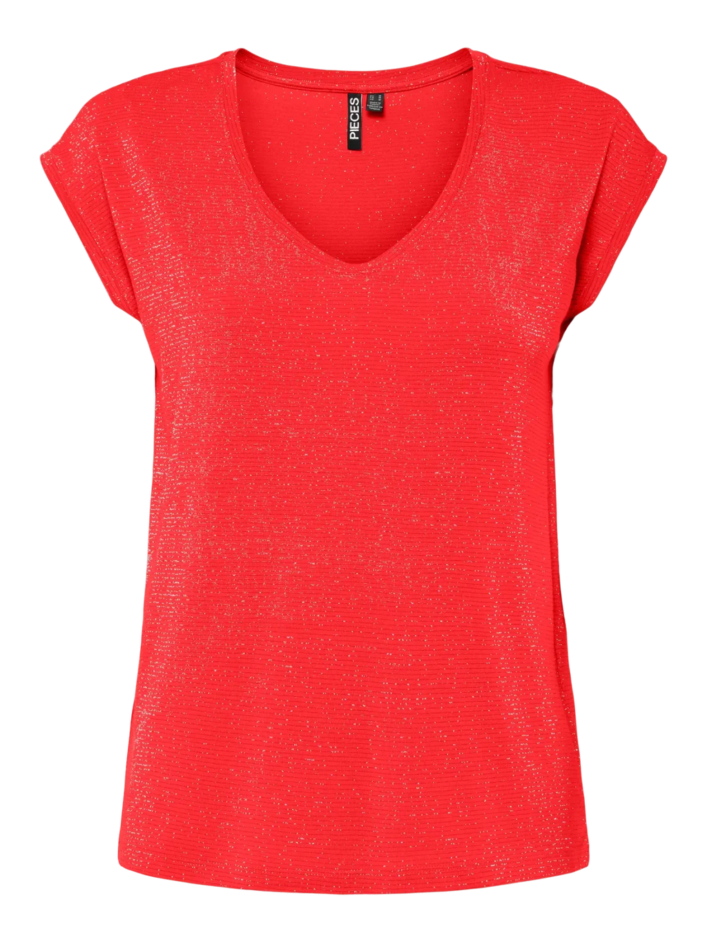 Pieces PCBillo Lurex Stripey Tee Top - RED, M image