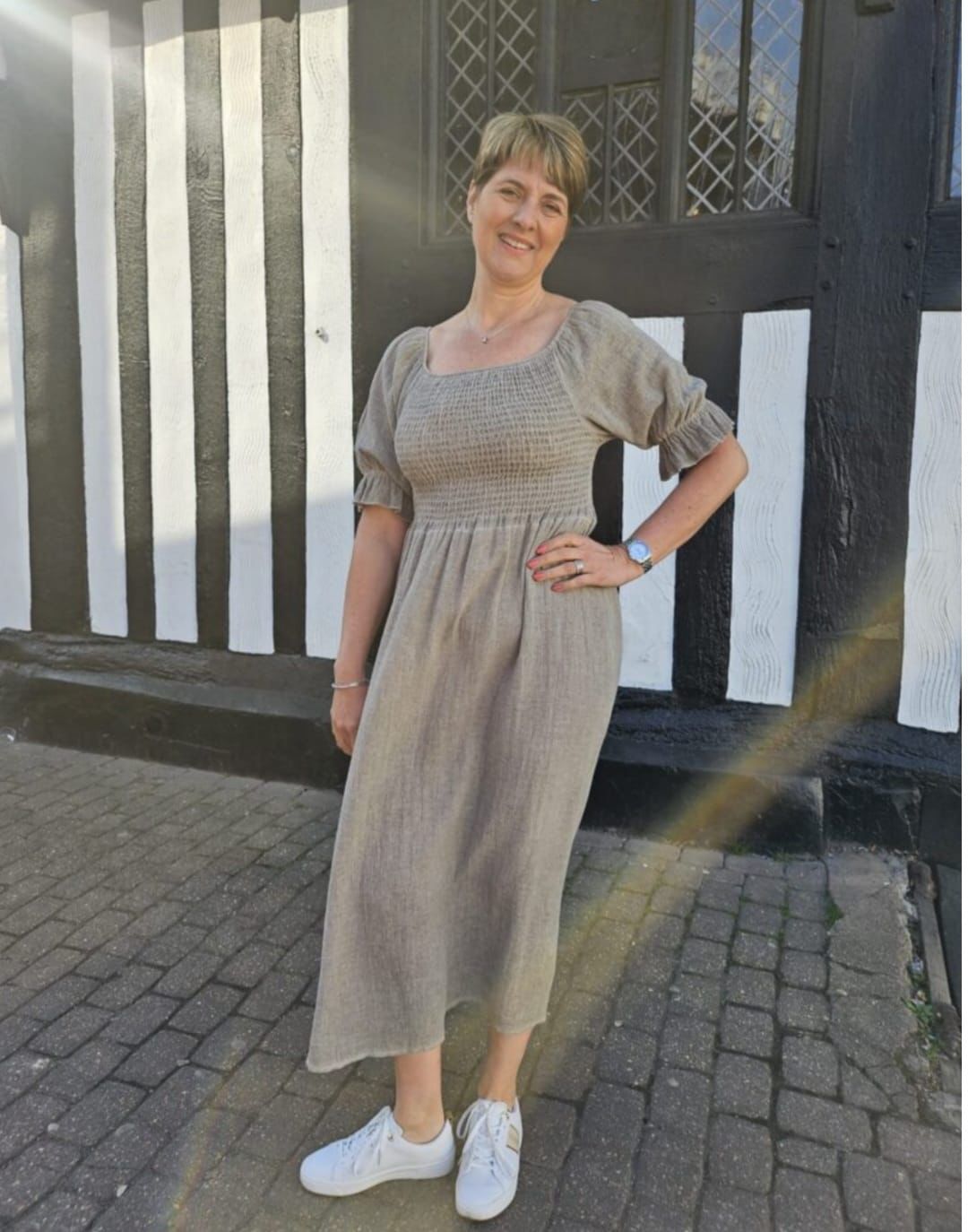 Grace Dress Linen Mix Ruched Detail image 0