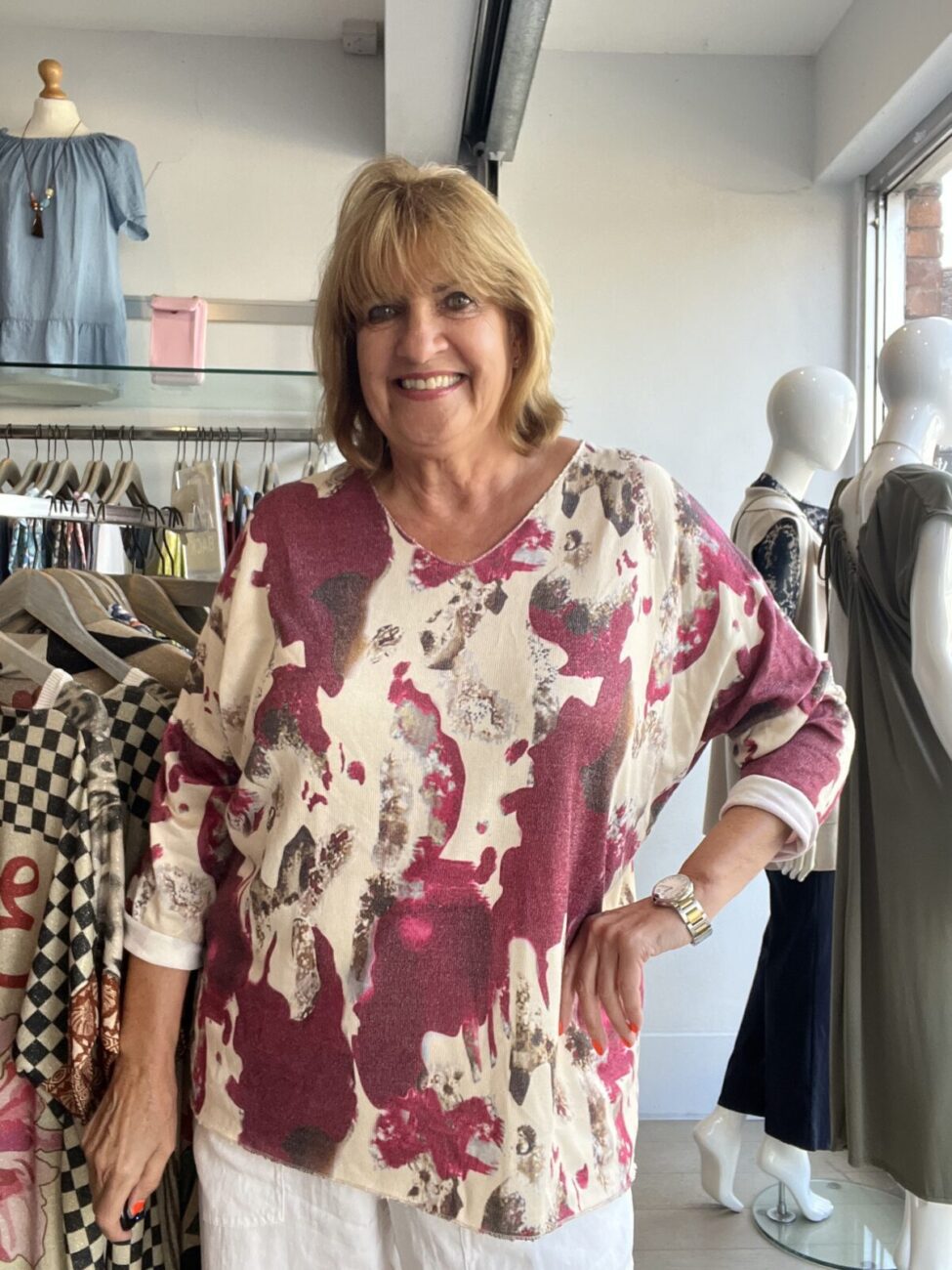 Water Colour Printed Light Knit Top image 1