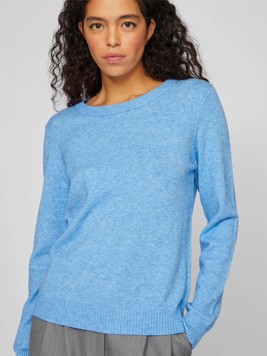 Vila Viril Round Neck Supersoft Knit - Light Blue, XL image