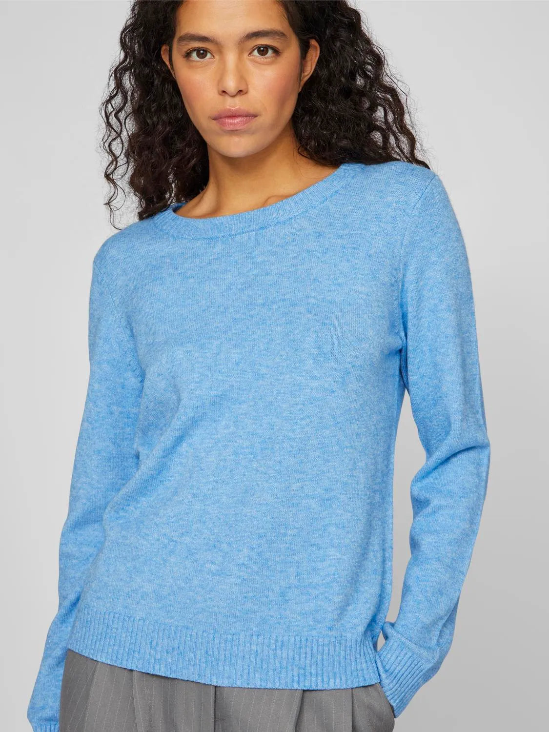 Vila Viril Round Neck Supersoft Knit - Light Blue, XL image