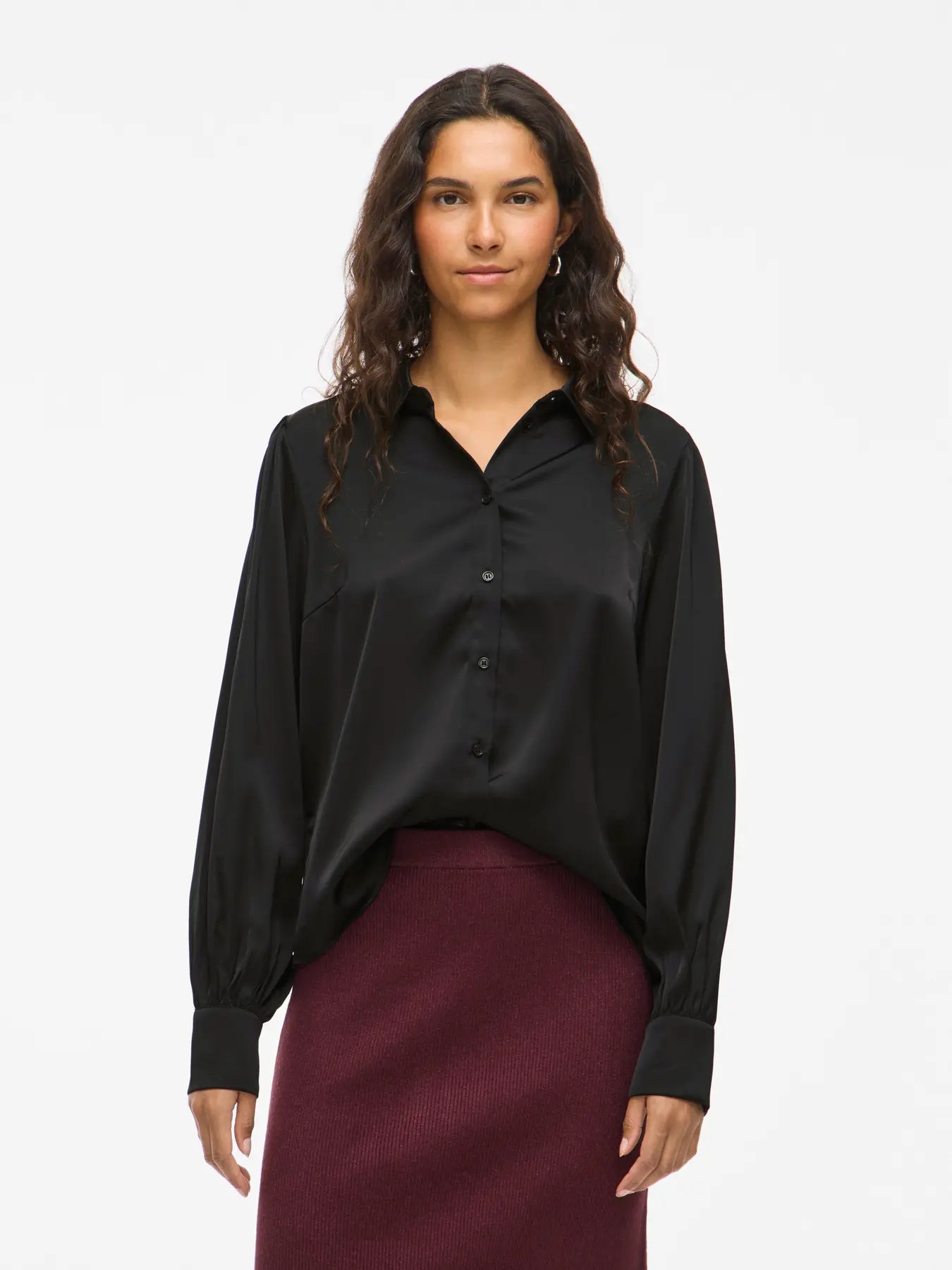 Vila Ravenna Satin Balloon Sleeve Shirt