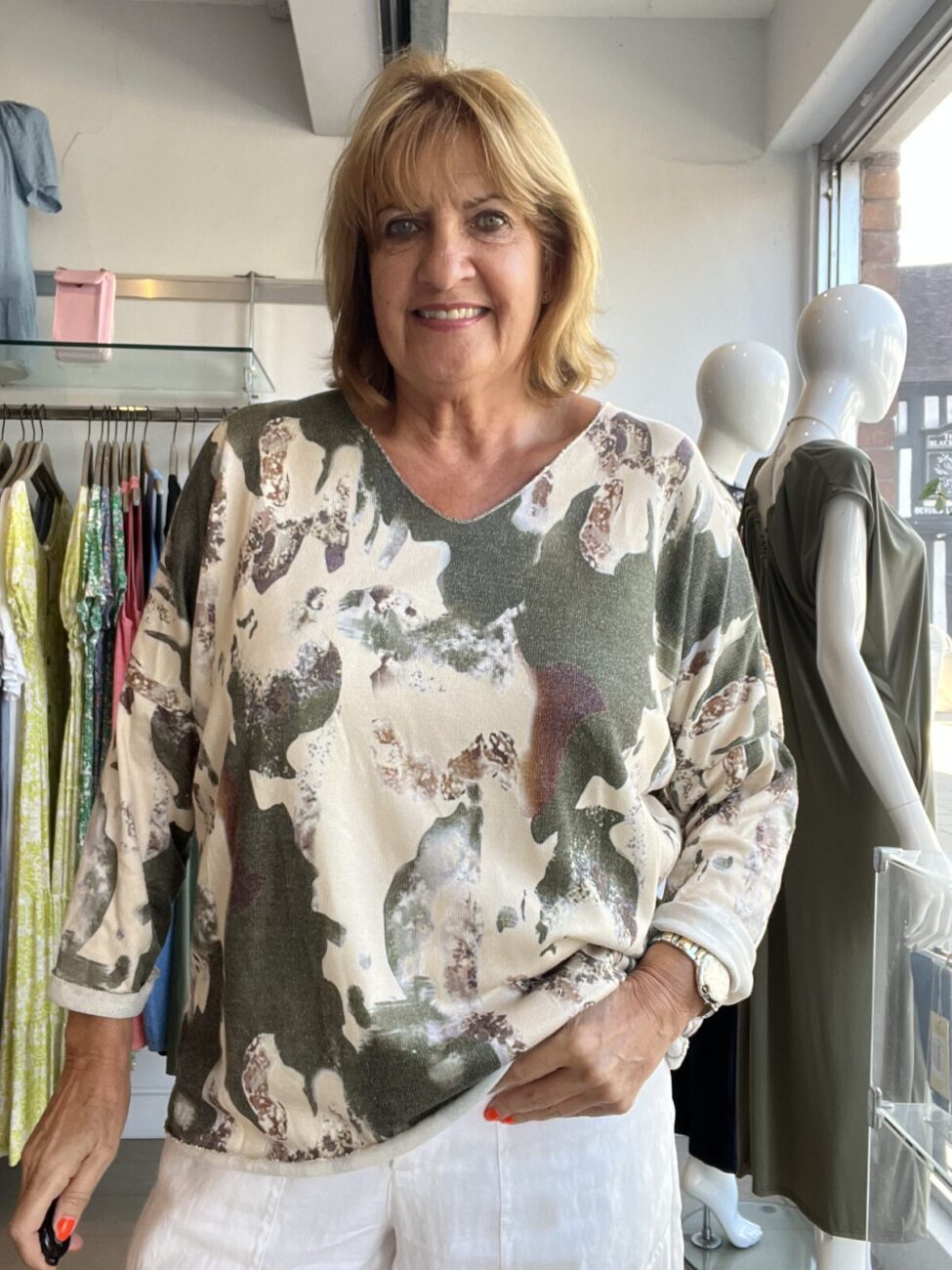 Water Colour Printed Light Knit Top image 0