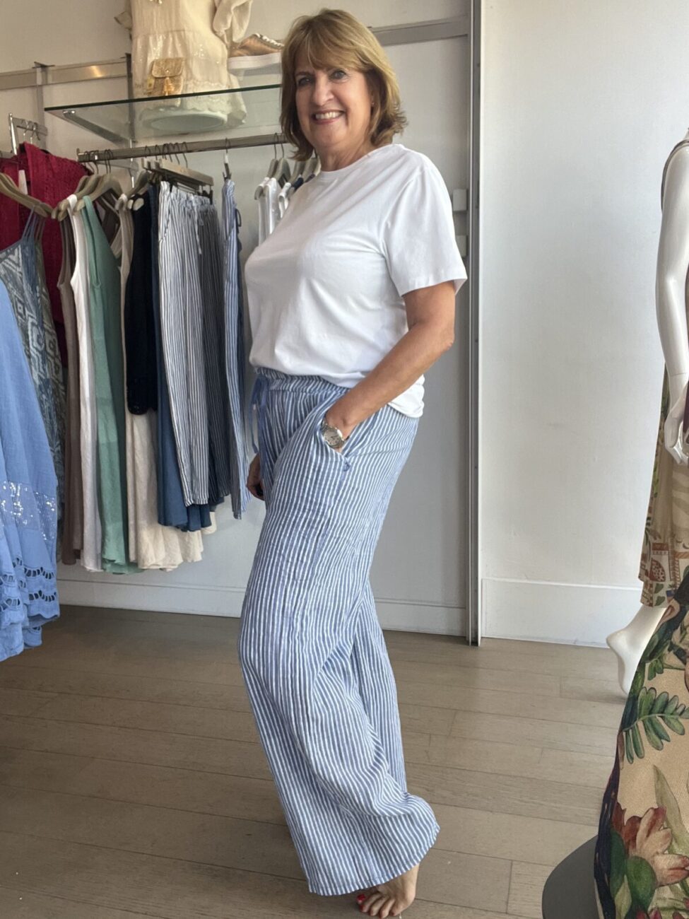 Stripey Easy Pants with Elasticated Waist image 4