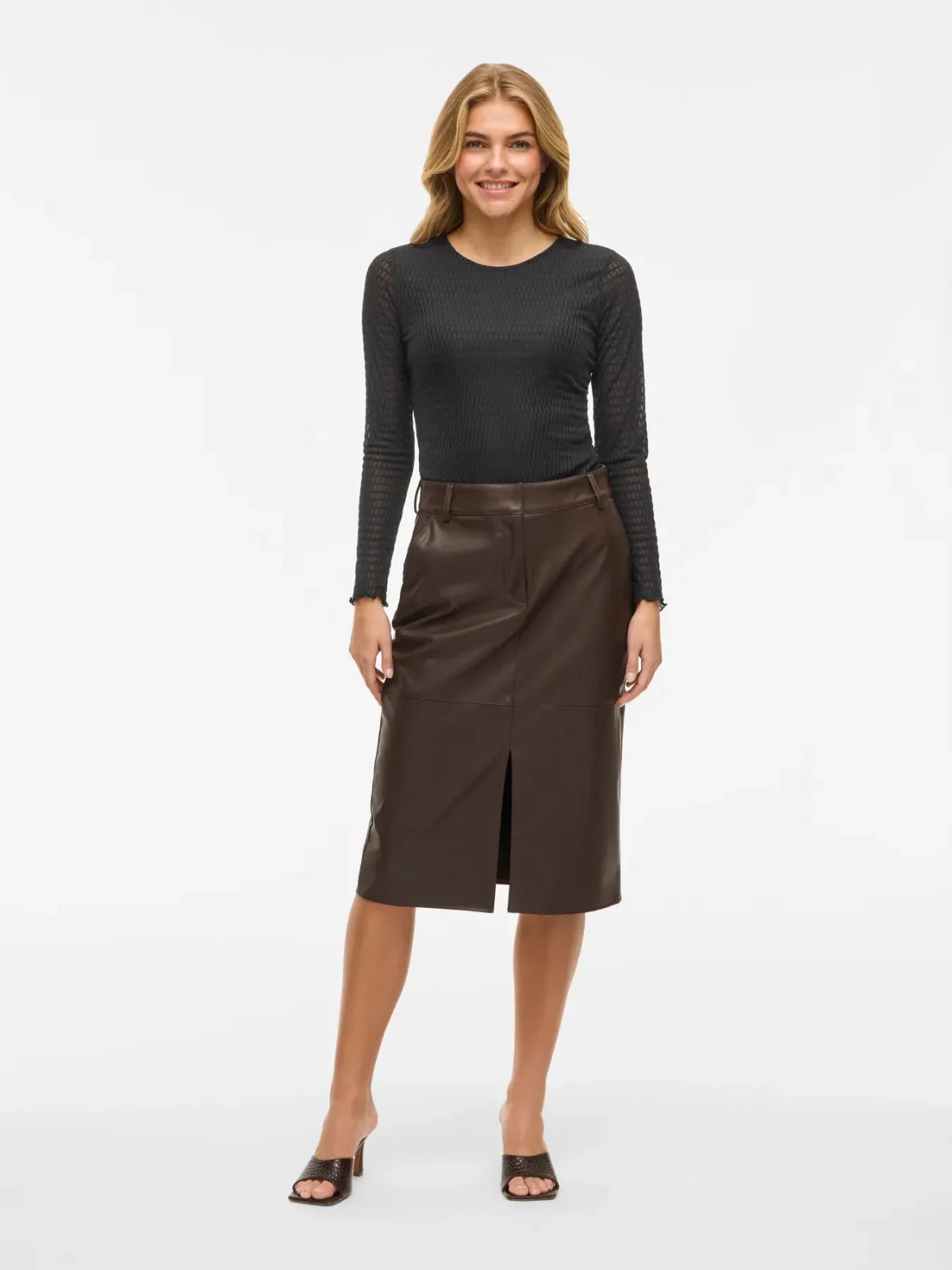 Vila Vilarine Plain Black Crew Neck Top image 4