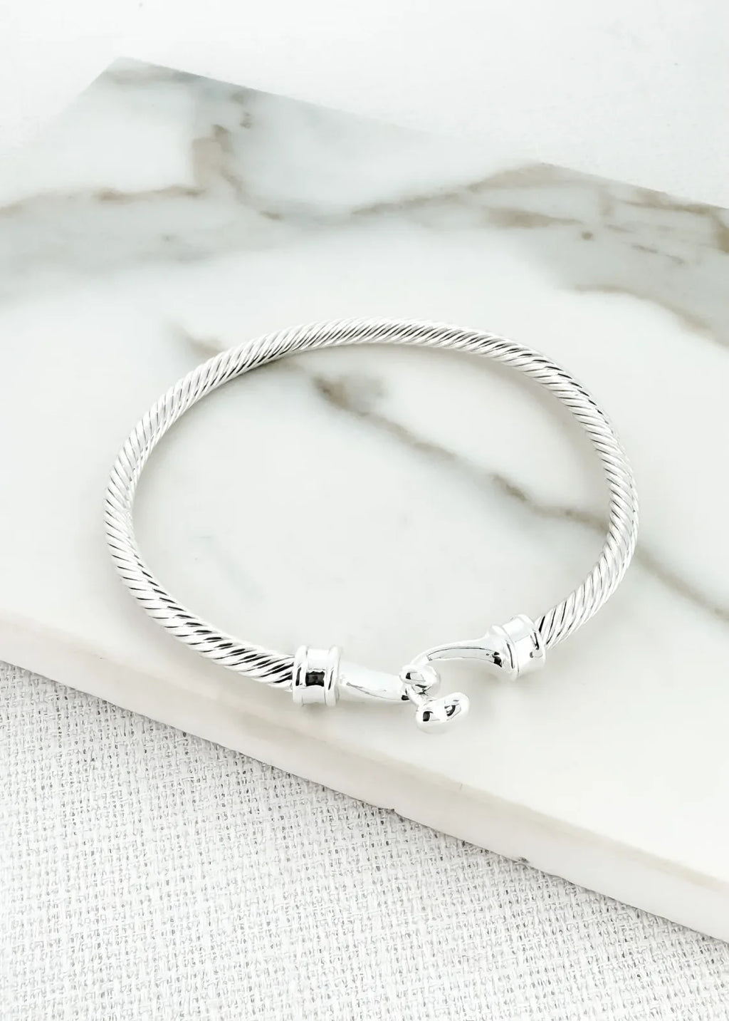 Textured Bangle with heart detail clasp Envy 4344 image 0