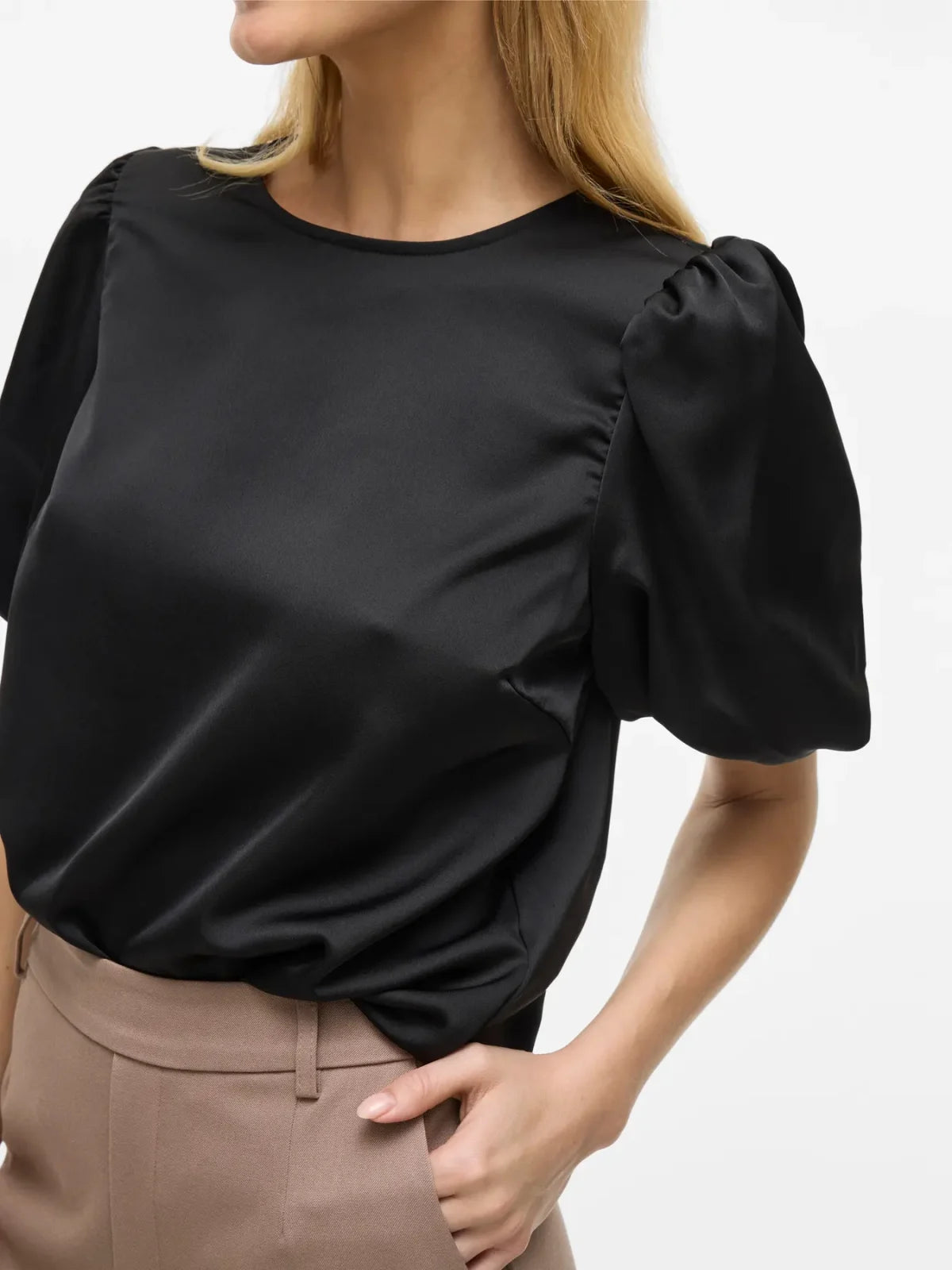 New Vila Viellette Satin Puff Slv Top image 6