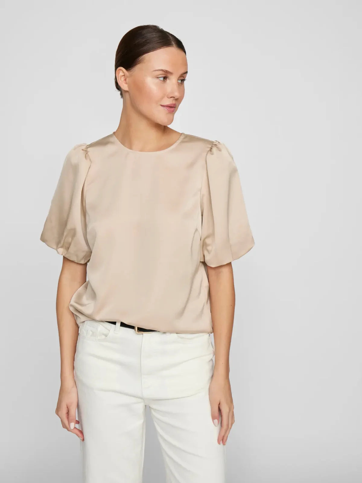 New Vila Viellette Satin Puff Slv Top image 1