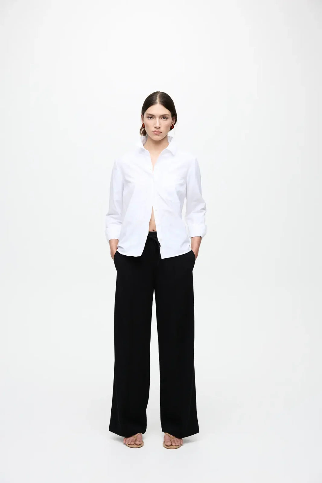 Vila Vicula Wide Pants with Elastic Waist and Ties - Black, S image