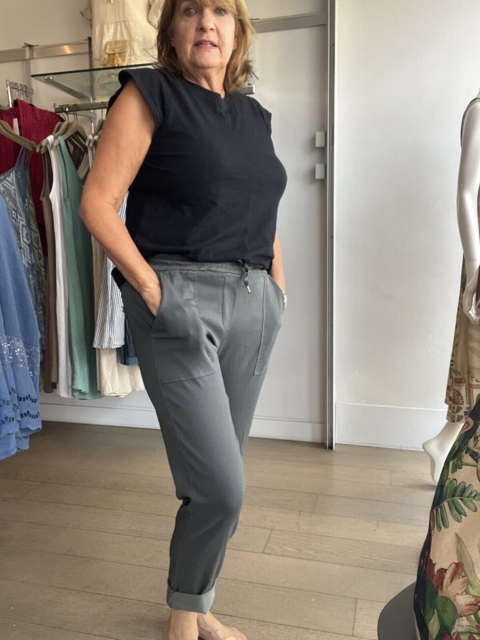 Bestselling Stretchy Wide Pocket Ankle Grazer Pant image