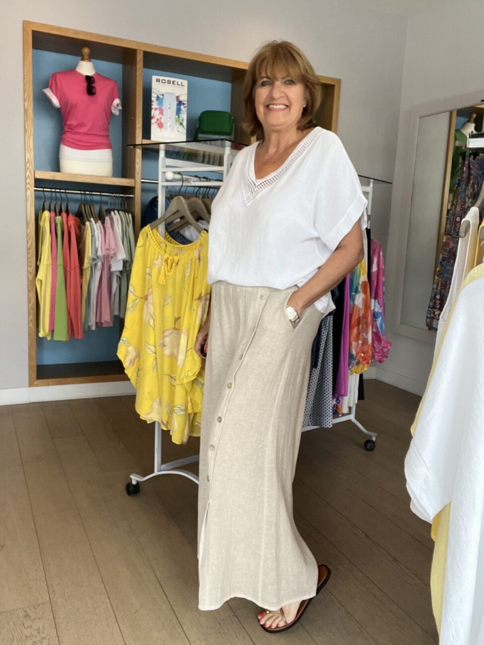 Linen Mix Wide Leg Button Detail Pant image 3