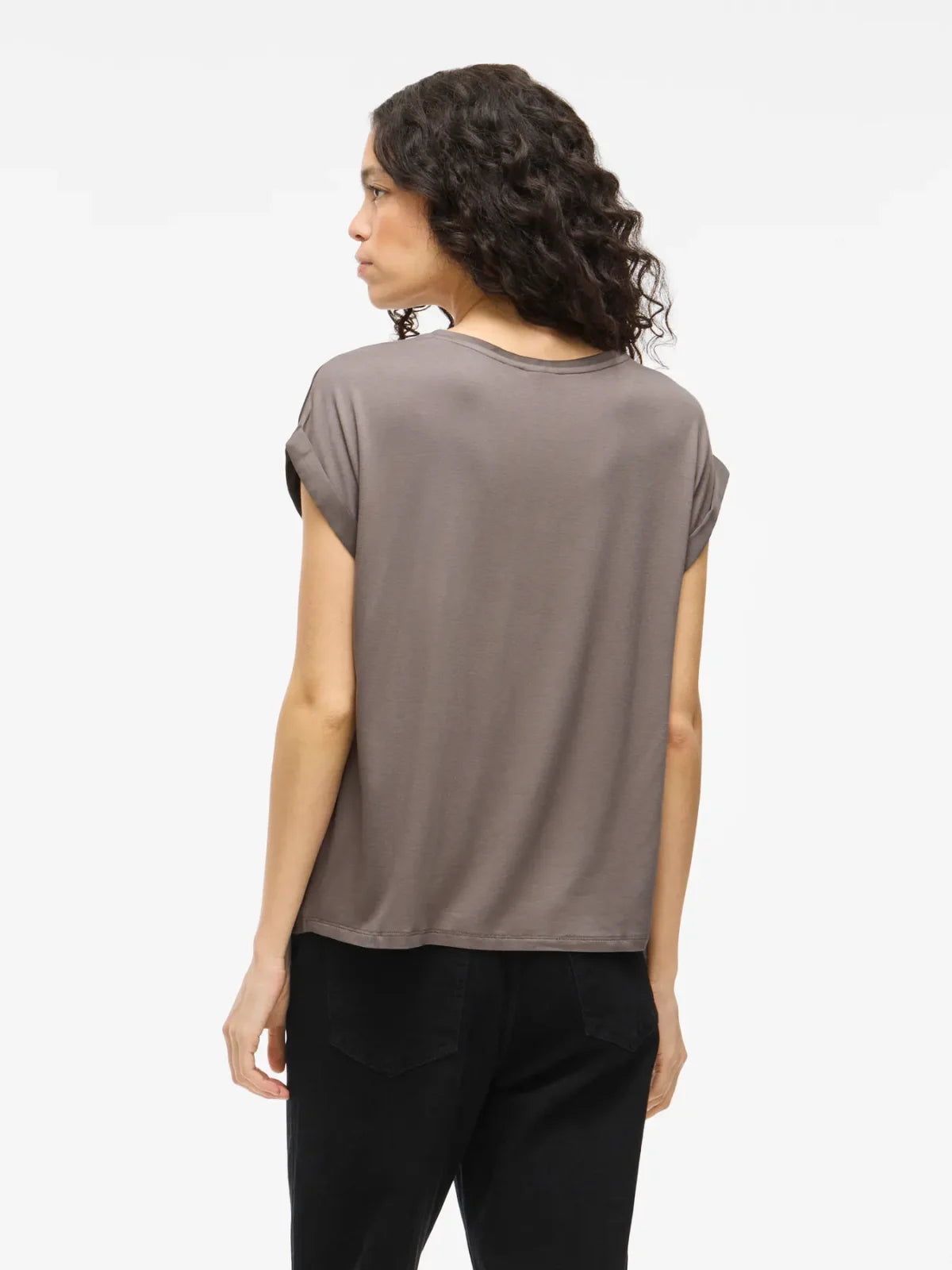 Vila Viellette Satin Front Top with Jersey Back image 4