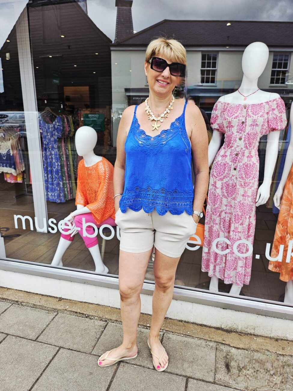 Cotton Embroidered Cami Top - ROYAL, ONESIZE image