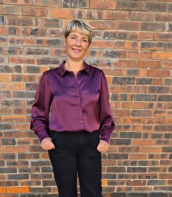 Vila Ravenna Satin Balloon Sleeve Shirt