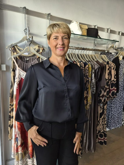 Vila Ravenna Satin Balloon Sleeve Shirt