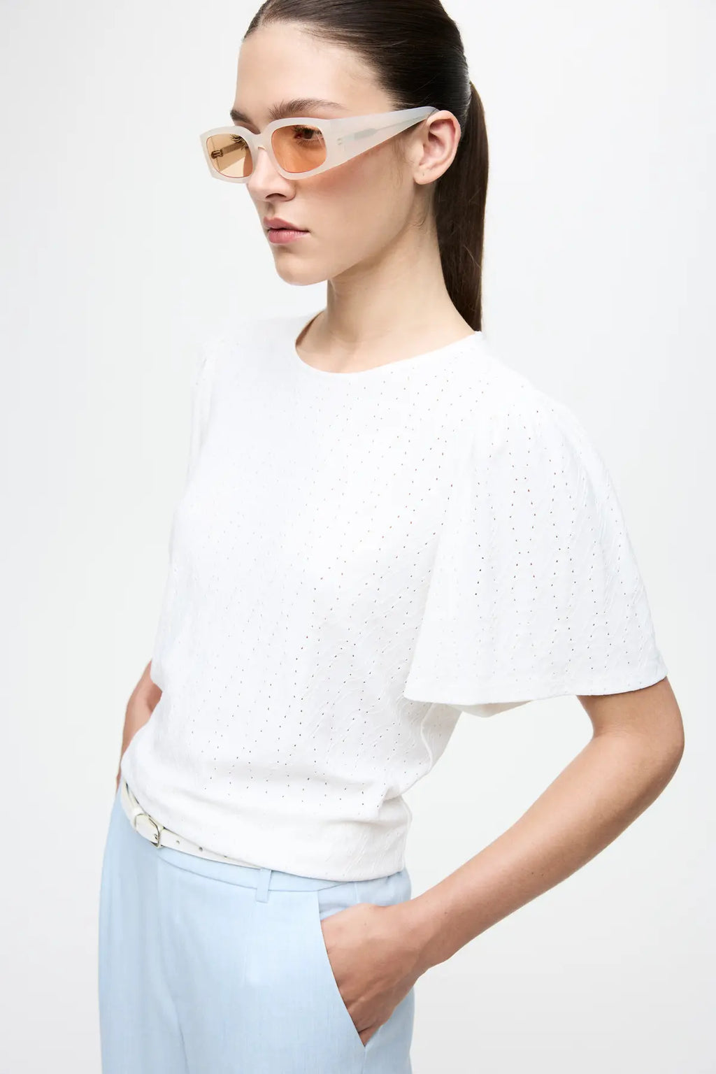 Vila Vibelli Embroidered Jersey Top