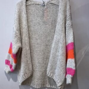 Contrast stripe Sleeve Knitted supersoft Cardy