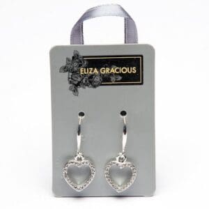 Eliza Gracious Diamante Heart Dropper Earrings