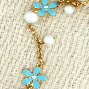 Envy 2152 pearl and blue daisy necklace