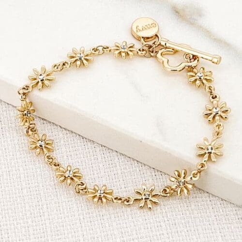 Envy Gold / Gold and Black Daisy T-bar Bracelet