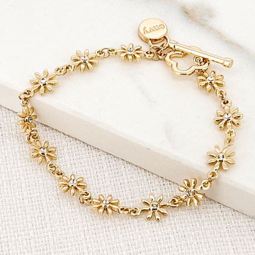 Envy Gold / Gold and Black Daisy T-bar Bracelet