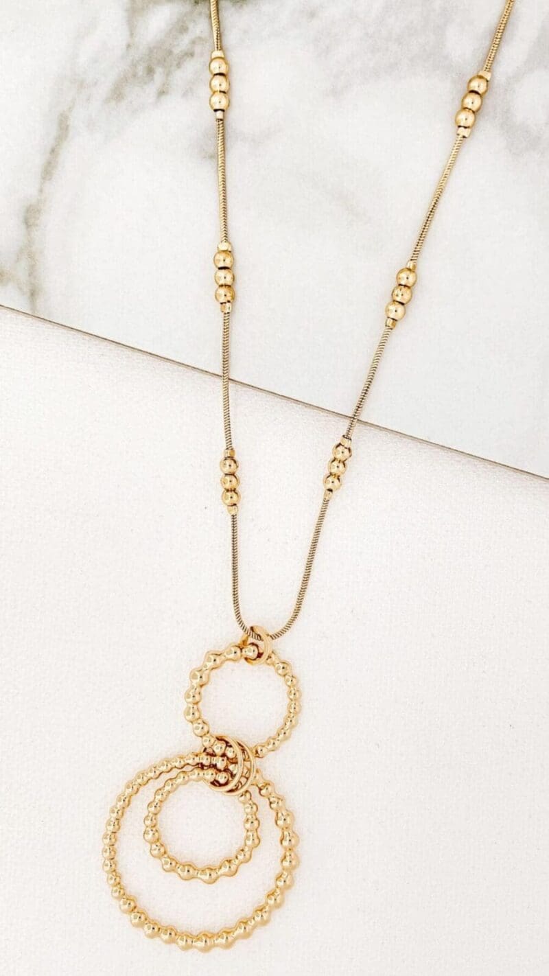 Long Necklace with Circle Ball Pendants