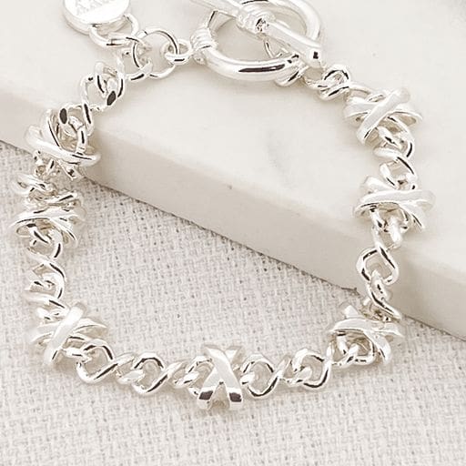 Envy Silver Cross Design T-bar Bracelet