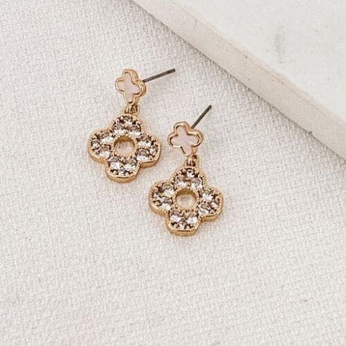 Envy 3068 Diamante and stone clover drop Earring