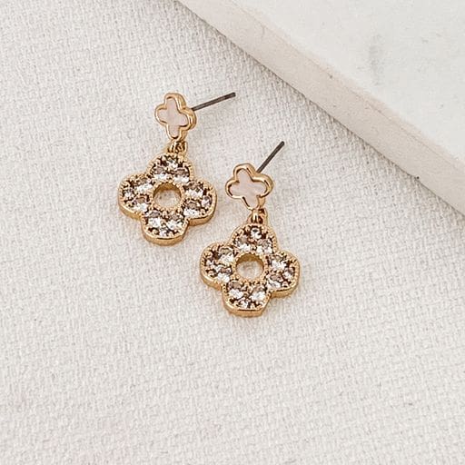 Envy 3068 Diamante and stone clover drop Earring