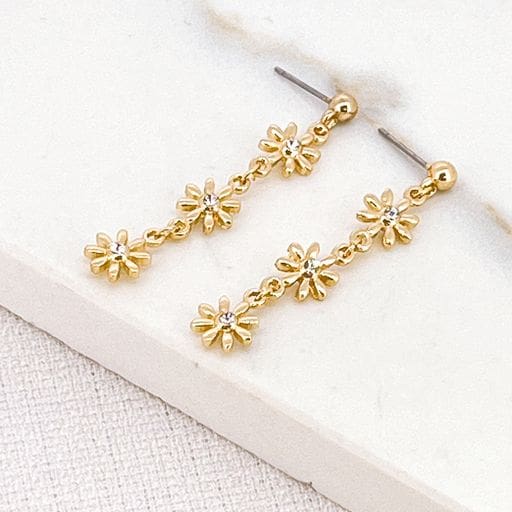 Envy Gold / Black and White Daisy Dropper Earring